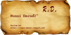 Rossi Dezső névjegykártya